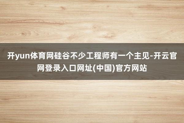 开yun体育网硅谷不少工程师有一个主见-开云官网登录入口网址(中国)官方网站