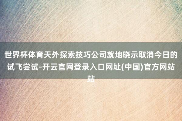世界杯体育天外探索技巧公司就地晓示取消今日的试飞尝试-开云官网登录入口网址(中国)官方网站