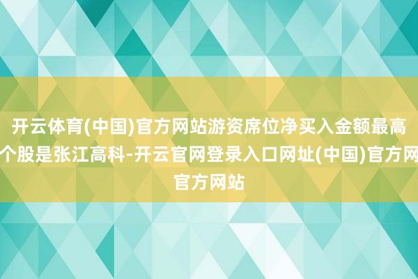 开云体育(中国)官方网站游资席位净买入金额最高的个股是张江高科-开云官网登录入口网址(中国)官方网站